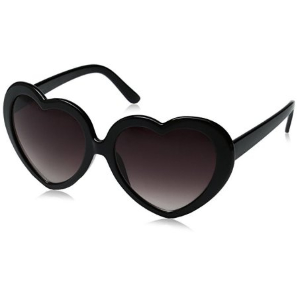 Large Womens Black Heart Shaped Sunglasses